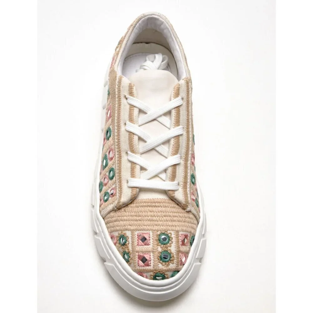 FREE PEOPLE Catch Me If You Can Crochet Sneakers Shoes/ White Mirror Combo